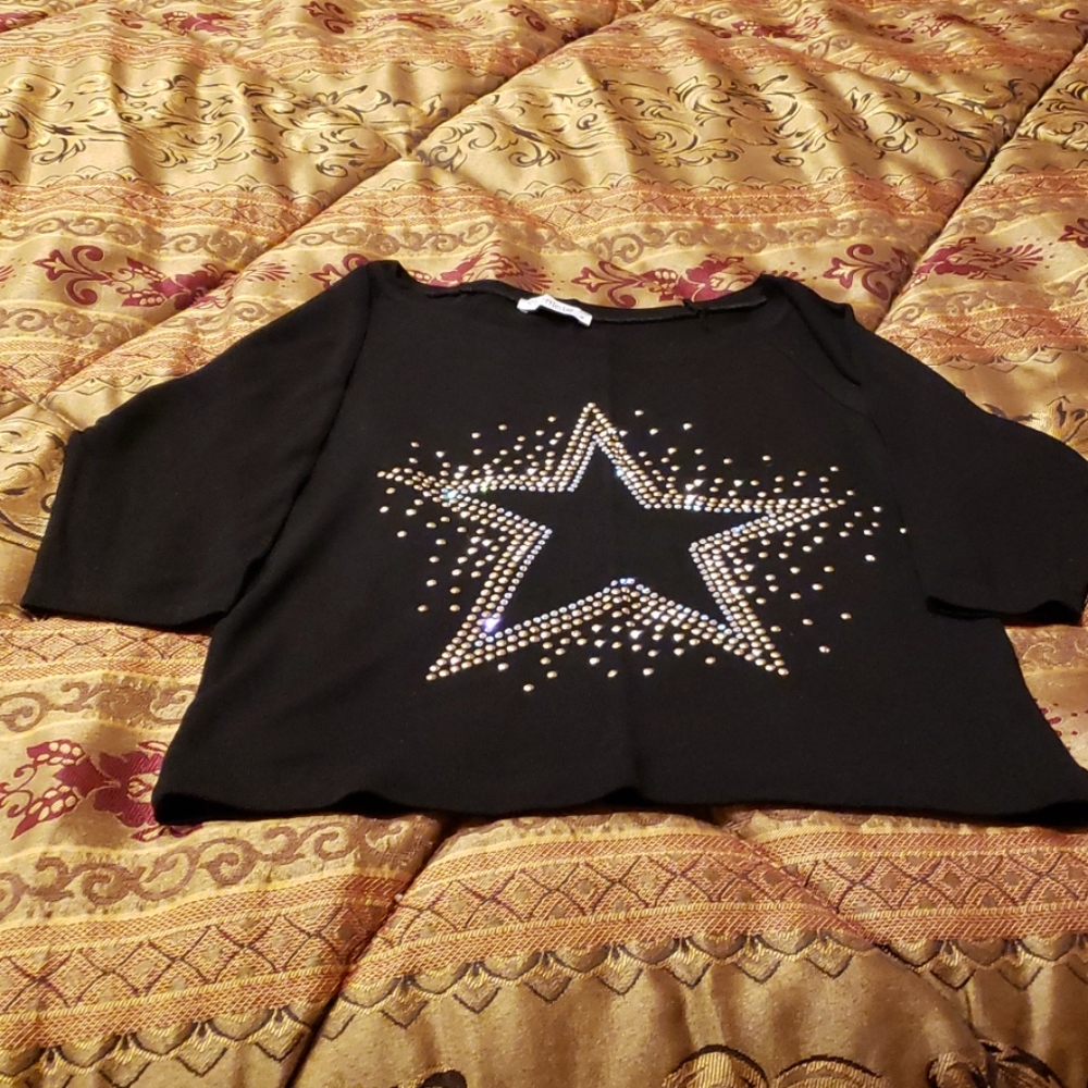 Letticia black top with rhinestones star